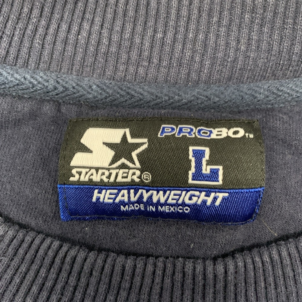 Vintage 90s Starter Pro80‎ Heavyweight Sweatshirt Men's  L Crewneck Navy Blank - Picture 4 of 9